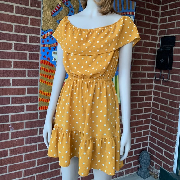 Charlotte Russe Dark Mustard Yellow PolkaDot Dress - Picture 6 of 8